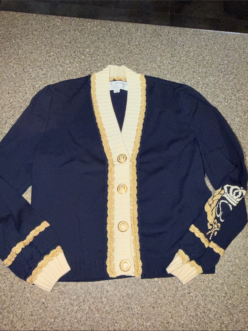 St. John Santana Embellished Crested Button Cardigan - Old Money Vintage